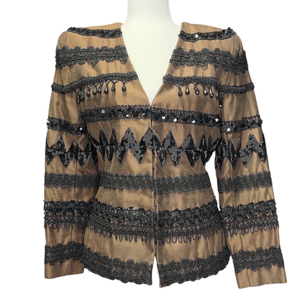 Vintage Victor Costa Bergdorf Goodman Beaded‎ Sequin Jacket Womens M